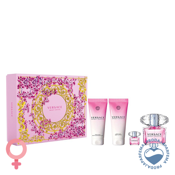 Versace Bright Crystal 90ml EDT + minijatura 5ml + Body Losion 100ml + Gel za tuširanje 100ml