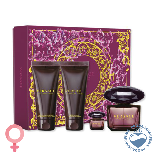Versace Crystal Noir 90ml EDP + minijatura 5ml + Body Losion 100ml + Gel za tuširanje 100ml | Setovi
