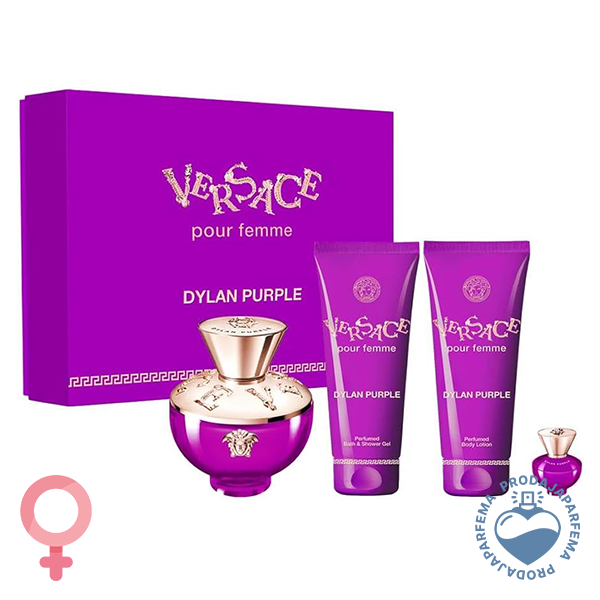 Versace Dylan Blue Purple 90ml EDP + minijatura 5ml + Body Losion 100ml + Gel za tuširanje 100ml